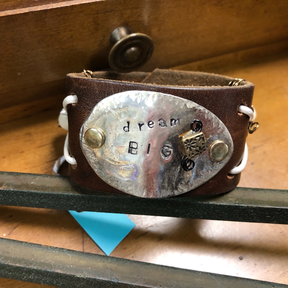 Dream Big Leather Cuff Bracelet View 5